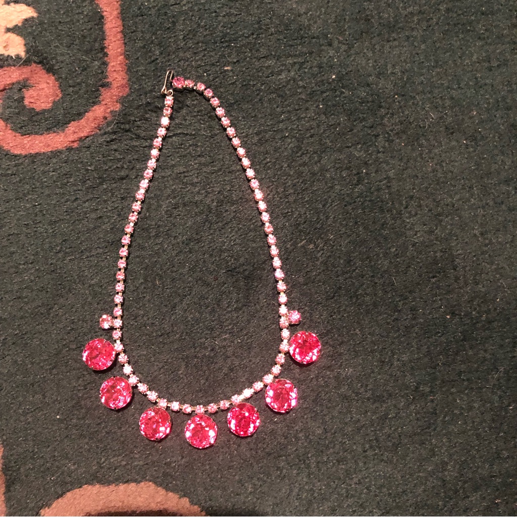 Barbie’s Favorite Color Pink Rhinestone Glitzy Bling Look At Me Necklace